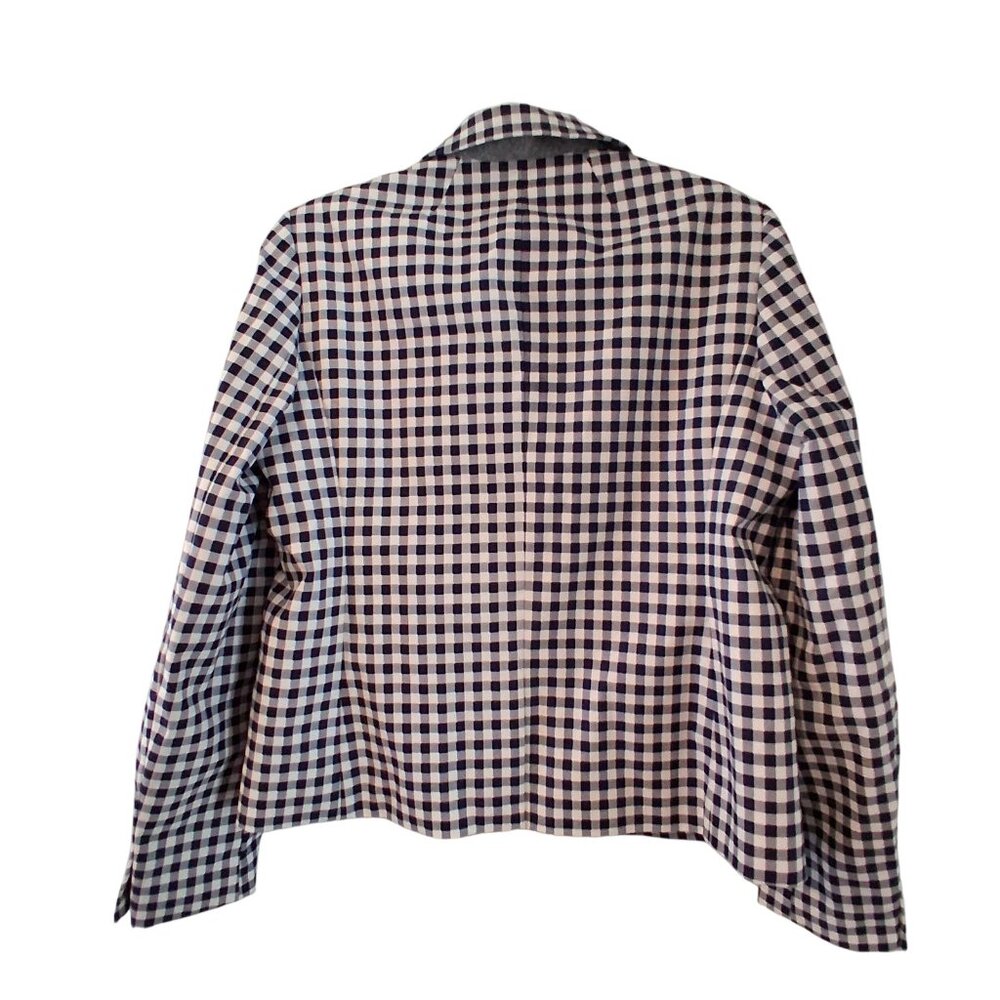 J Crew blazer jacket womens Large navy white gingham 2-button - Picture 4 of 4